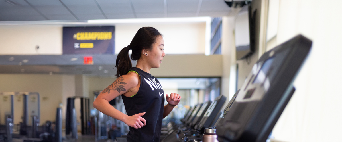 Woman running on a treadmill