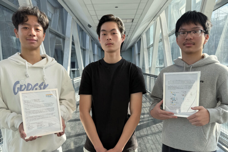 Group of three high school students