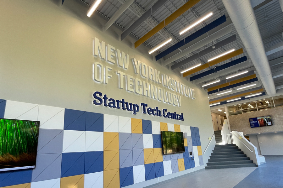 Startup Tech Central sign on a wall