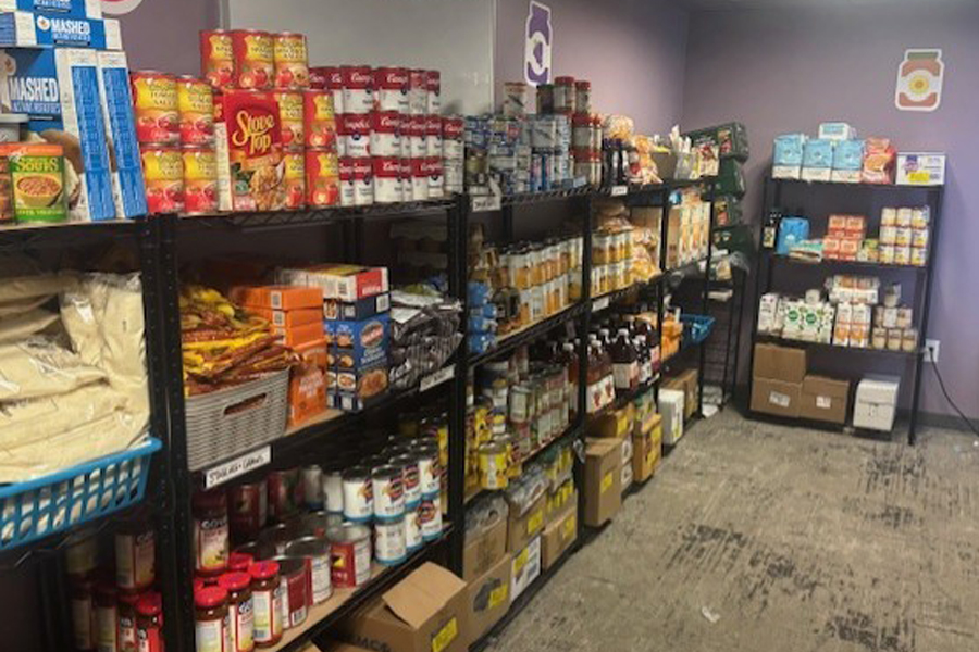 Canned goods on shelves