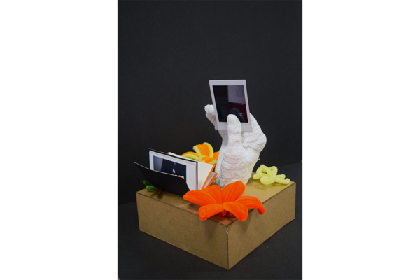 plaster, chipboard, pipe cleaner, paper, Instax mini film
