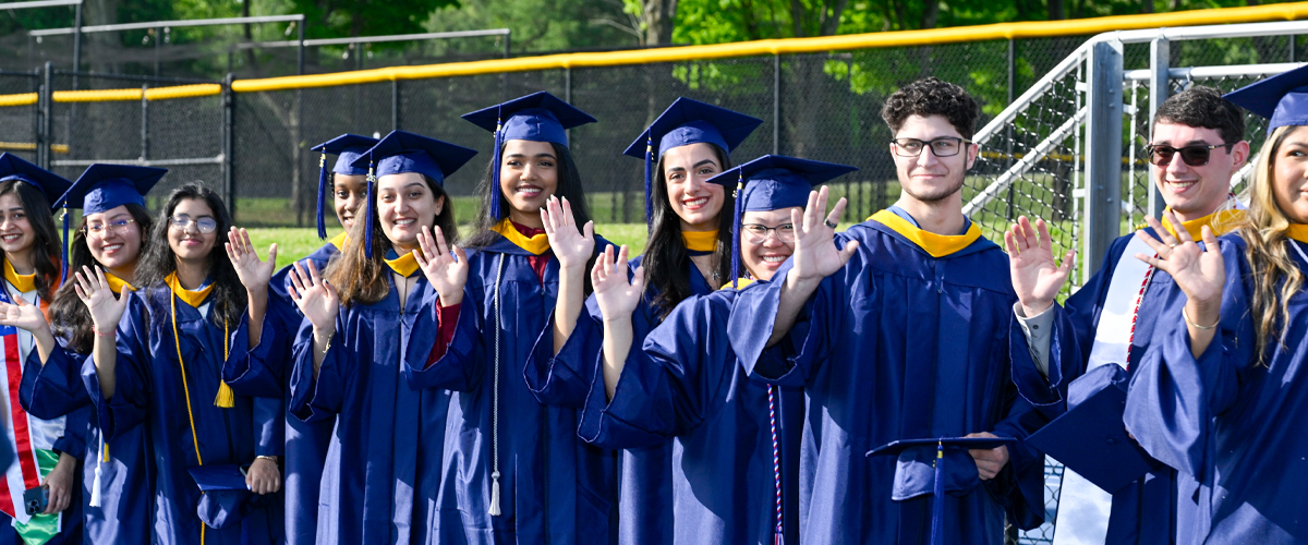 Graduates in caps and gowns