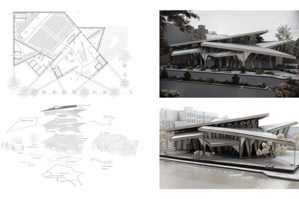Floor Plan, Pull-Apart Axonometric and Physical Model Images