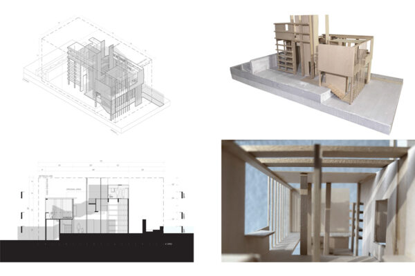 Isometric, Longitudinal Section, and Physical Model