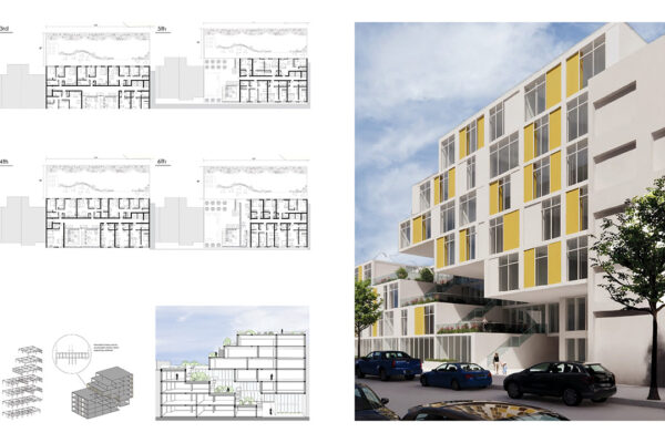 Floor Plans, Structural Diagram, Section and Rendering