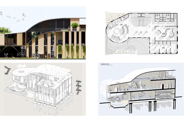 Rendering, Axonometric, Floor Plan and Section Perspective