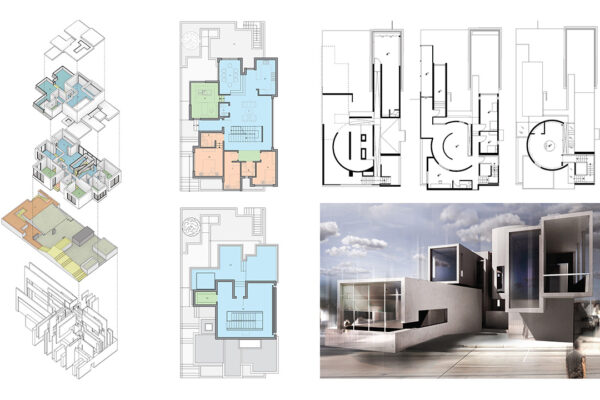 Pull-Apart Axonometric, Floor Plans and Rendering