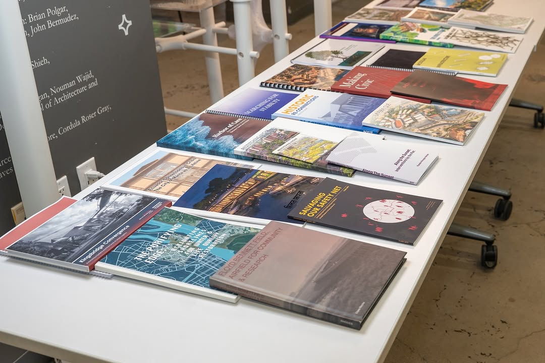 Books on a table