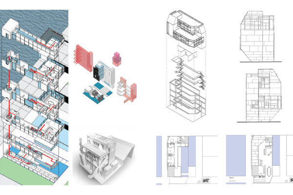 Pull-Apart Axonometrics, Physical Model, Sections and Floor Plans