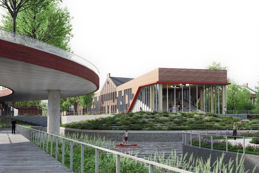 Architectural rendering of buildings