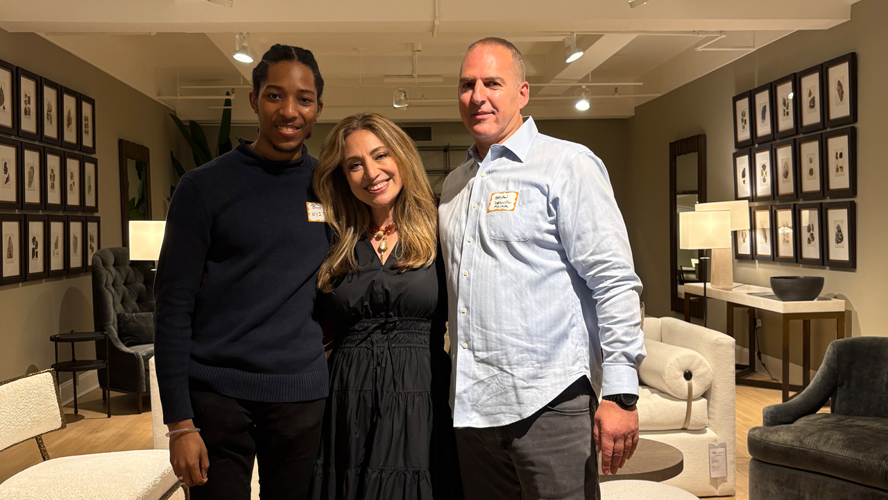 New York Tech student Bruno Lora with Sara Jazayeri and Bryan Zelnik