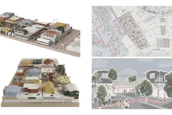 Physical Model, Site Plan, and View of the Neighborhood