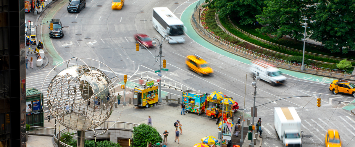 Traffic in Columbus Circle New York City