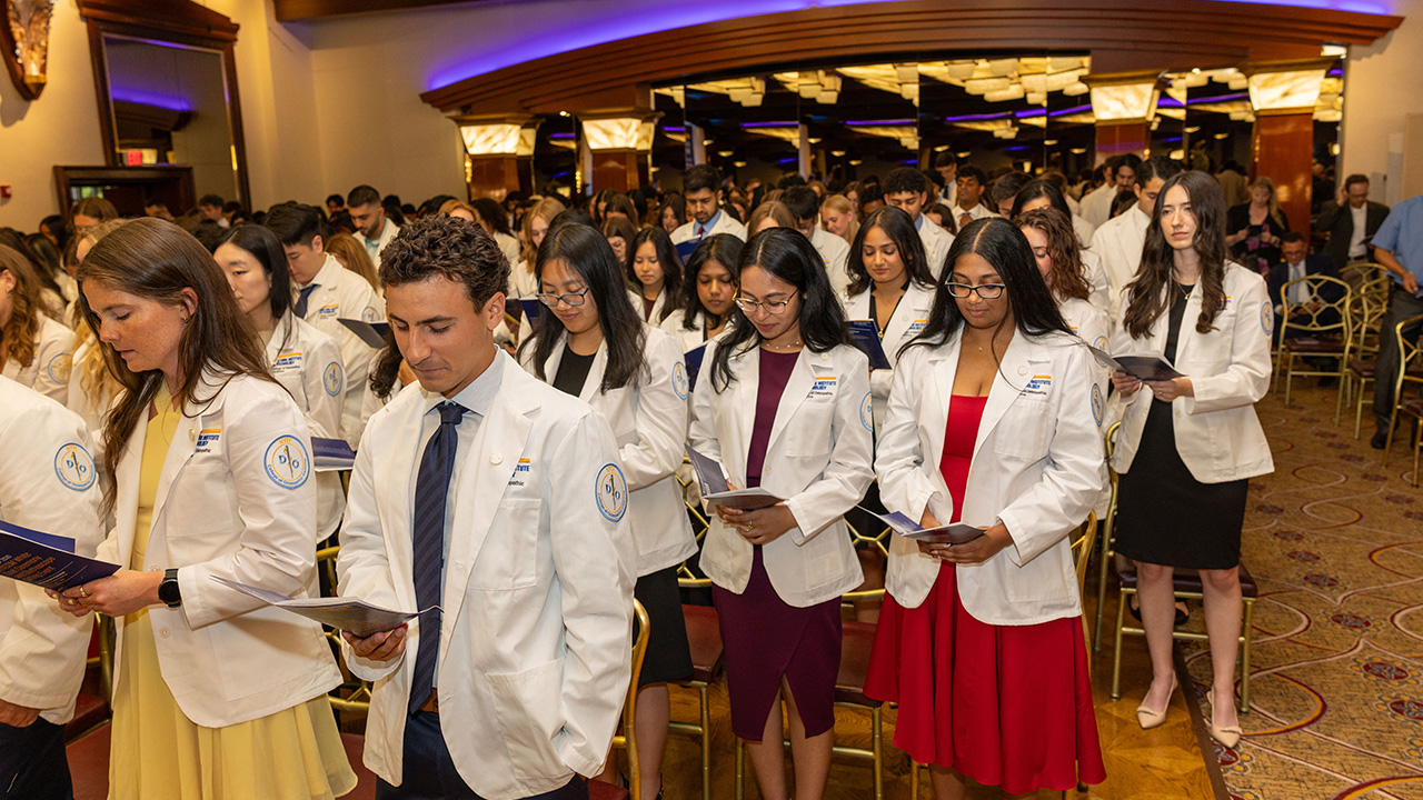 Group of medical students reciting oath