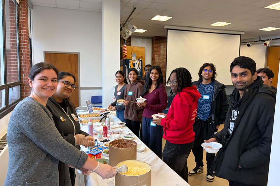An ice cream table serving students
