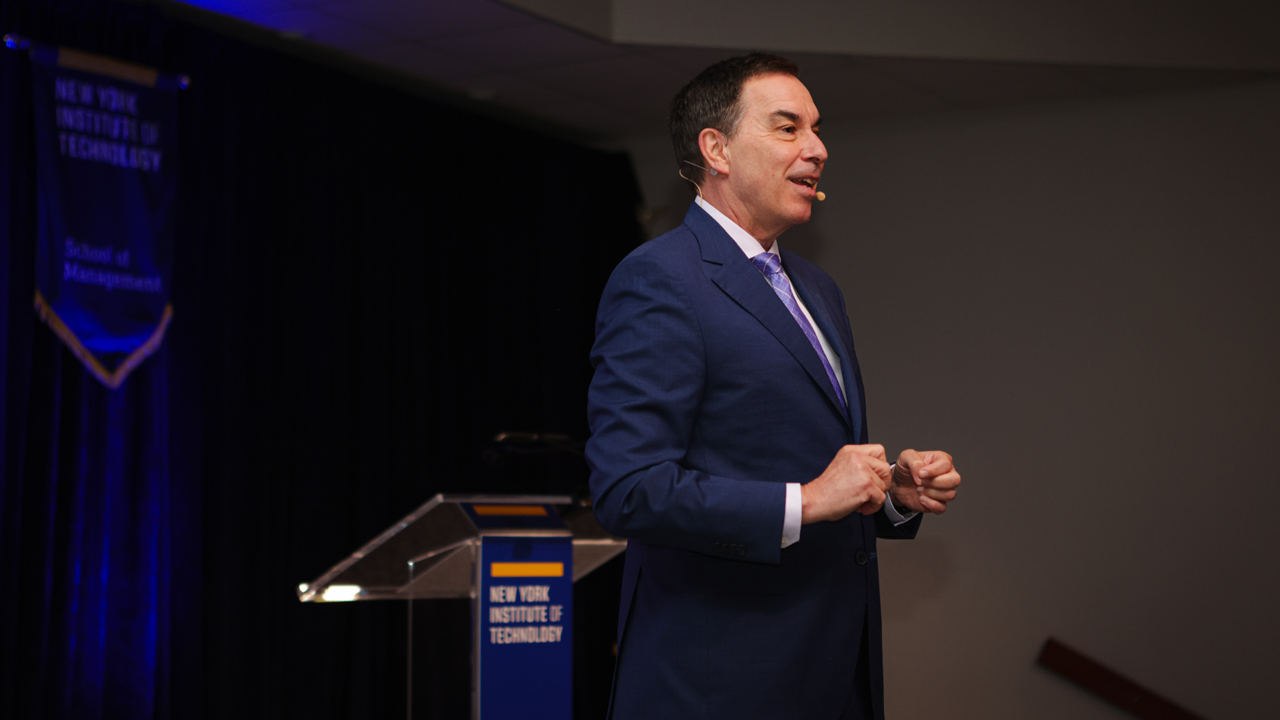 New York Tech President Jerry Balentine speaking