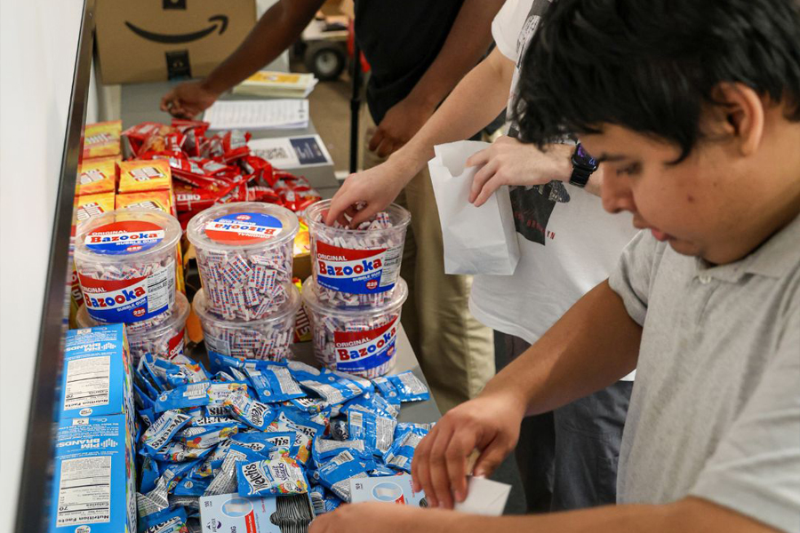 People making care packs