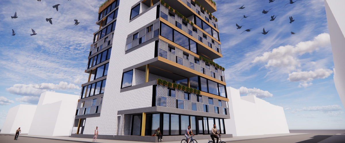 Rendering of a building