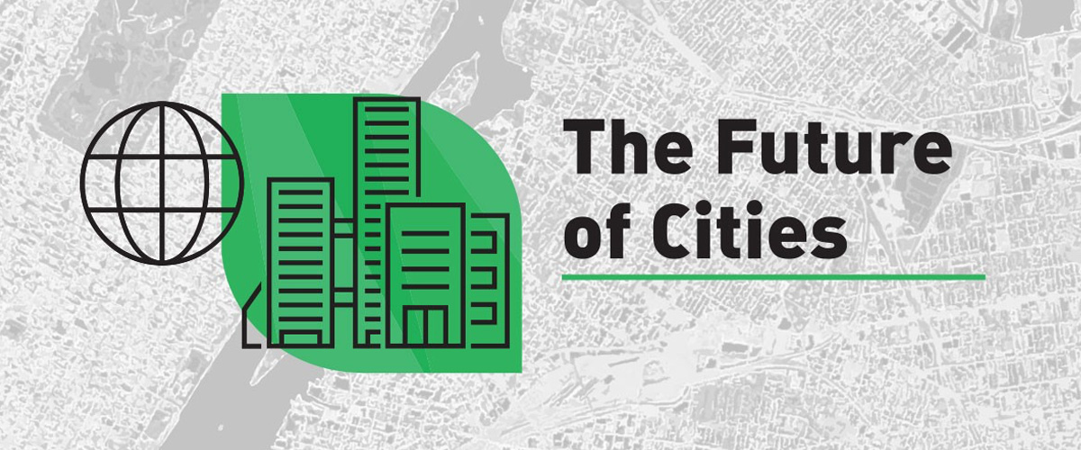 Sketch of buildings over a city map